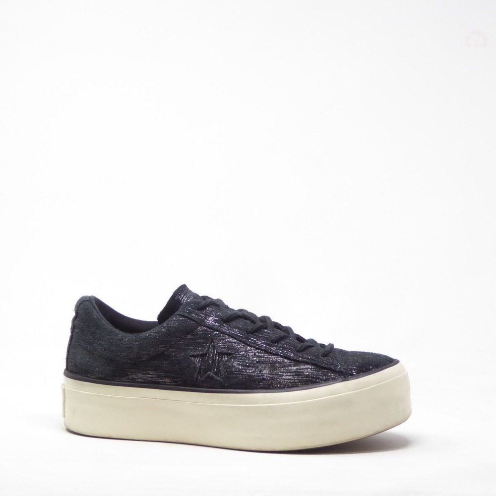 Converse Women One Star Platform OX Black Metallic Suede Sneakers Size 7